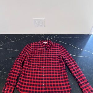 L.L. Bean Signature Red and Black Button Down Flannel Shirt